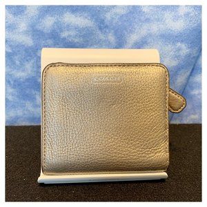 Coach metallic silver small bifold wallet